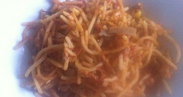 Slow Cooker Tuna Spaghetti Recipe with Tomatoes & Corn
