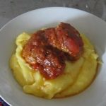 Slow Cooker Turkey and Pork Meatballs with Spicy Tomato Sauce and Polenta